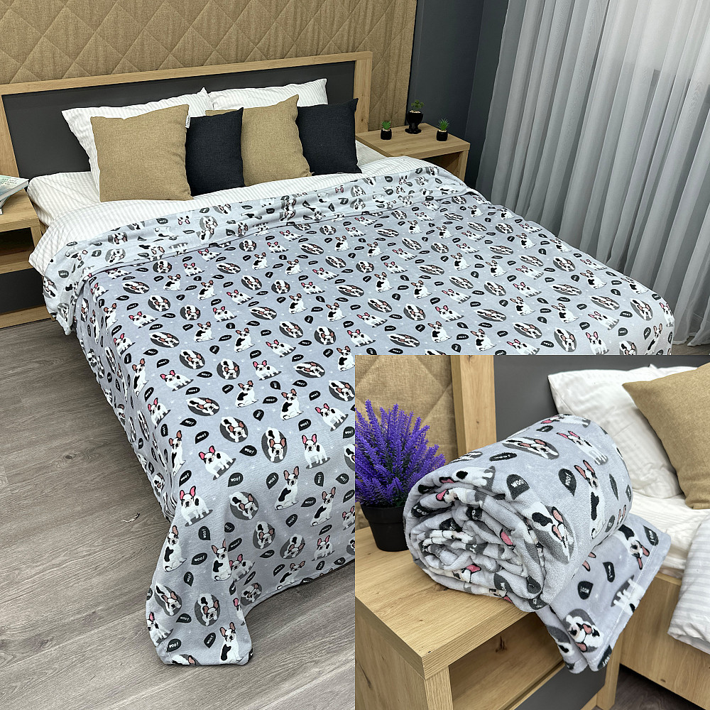 Плед-покривало Decorator WellSoft WOOF 200х205 см з принтом "Песики" (87-195) Київ - фото 1