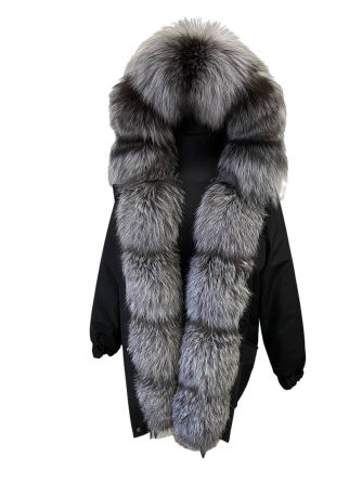 Парка женская с мехом чернобурки Черный 46 95см Харьков