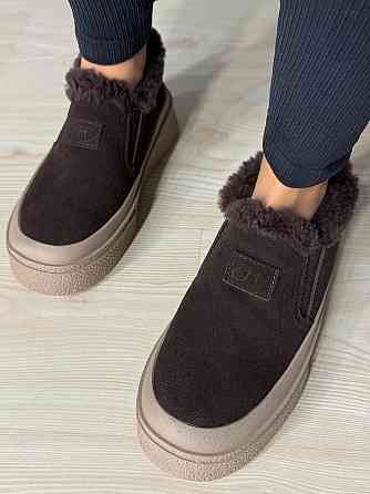 Ботинки женские Hengji 660-2 замшевые кеды на меху коричневые, 36, 23 см Киев