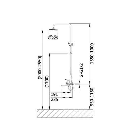 Душова система для ванни Qtap Aries з виливом QTARI1112CRM47606 Chrome Київ