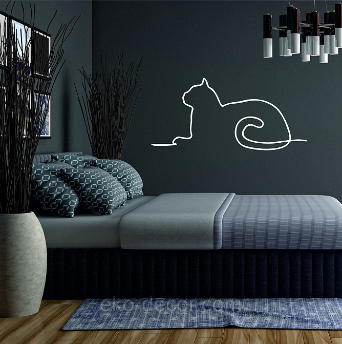 Декоративное настенное 3D Панно «Кот» Декор на стену с объемом 90*41 см, Белый Киев - изображение 3