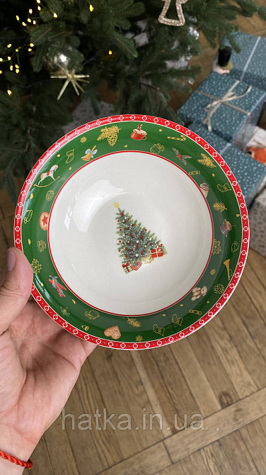 САТНИК НОВОГОДНІЙ ФАРФОРОВИЙ СЕРВОВАНИЙ "CHRISTMAS DELIGHT" 16 см 350 мл + ПОДАРУНОВА ПАКОВАННЯ Київ - фото 2