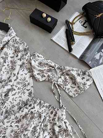 Жіночий літній принтований костюм четверка: хустка, кроп-топ, сорочка та шорти штапель/софт Чорний Одеса