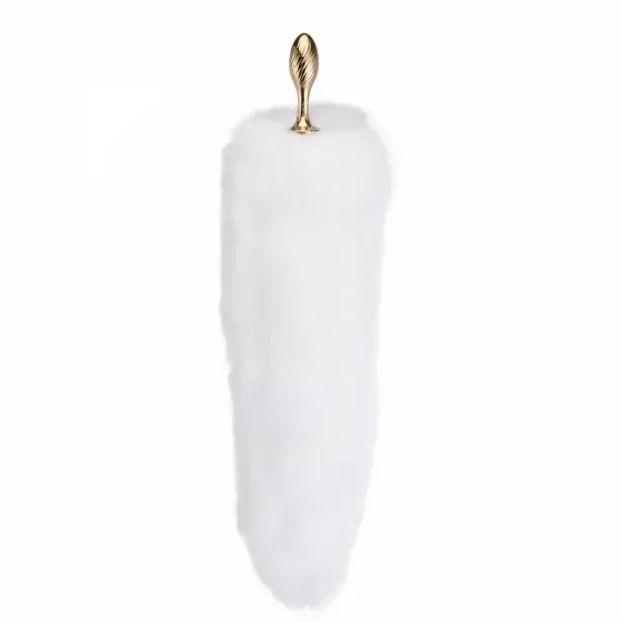 Металева анальна пробка Лисячий хвіст LOCKINK SEVANDA White Fox-Tail Anal Pear-shape Plug Львів