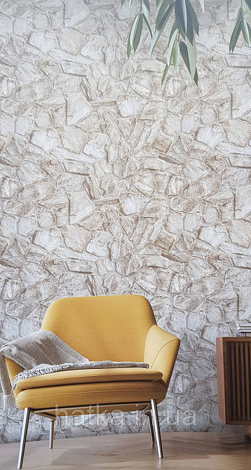 Обои виниловые на флизелине AdaWall Roka 1.06х10 под камень бут структурные серые бежевые  23114-1 Киев - изображение 1