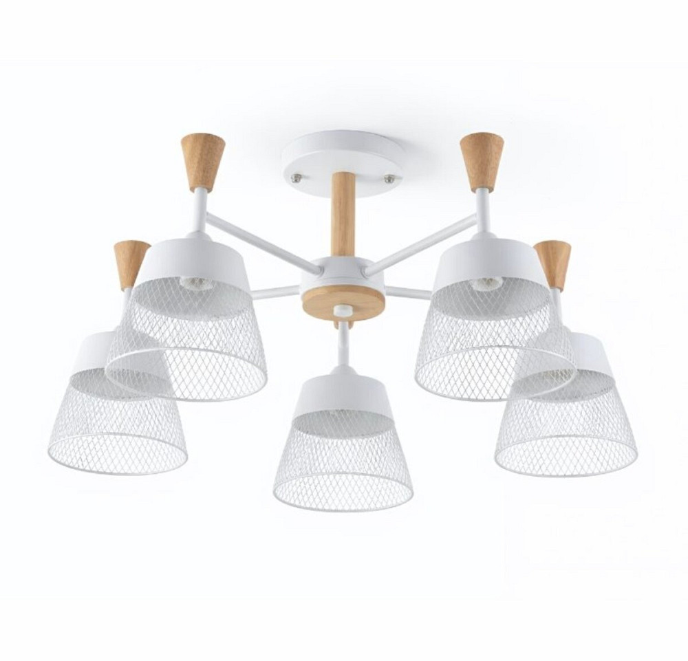 Люстра стельова на 5 плафонів VALESO XL25020-5 для вітальні та спальні Білий дерево XL25020-5 Коломыя - изображение 1