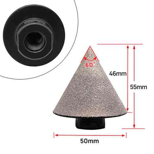 Фреза алмазная конусная 50мм M14 по керамике граните для УШМ Винница
