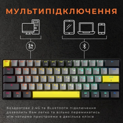Клавиатура GamePro MK130G Pro Outemu Red Switch Hot-Swap 60 RGB USB/Wireless/Bluetooth Black (MK130G Pro) Винница - изображение 6