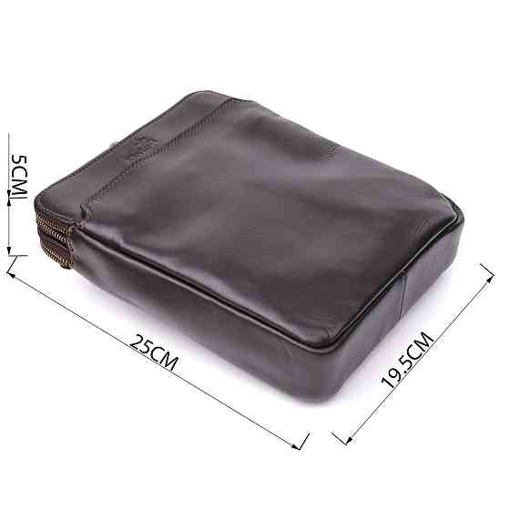 Вертикальна чоловіча сумка через плече із гладкої натуральної шкіри Shvigel 20868_1 Коричневий Київ