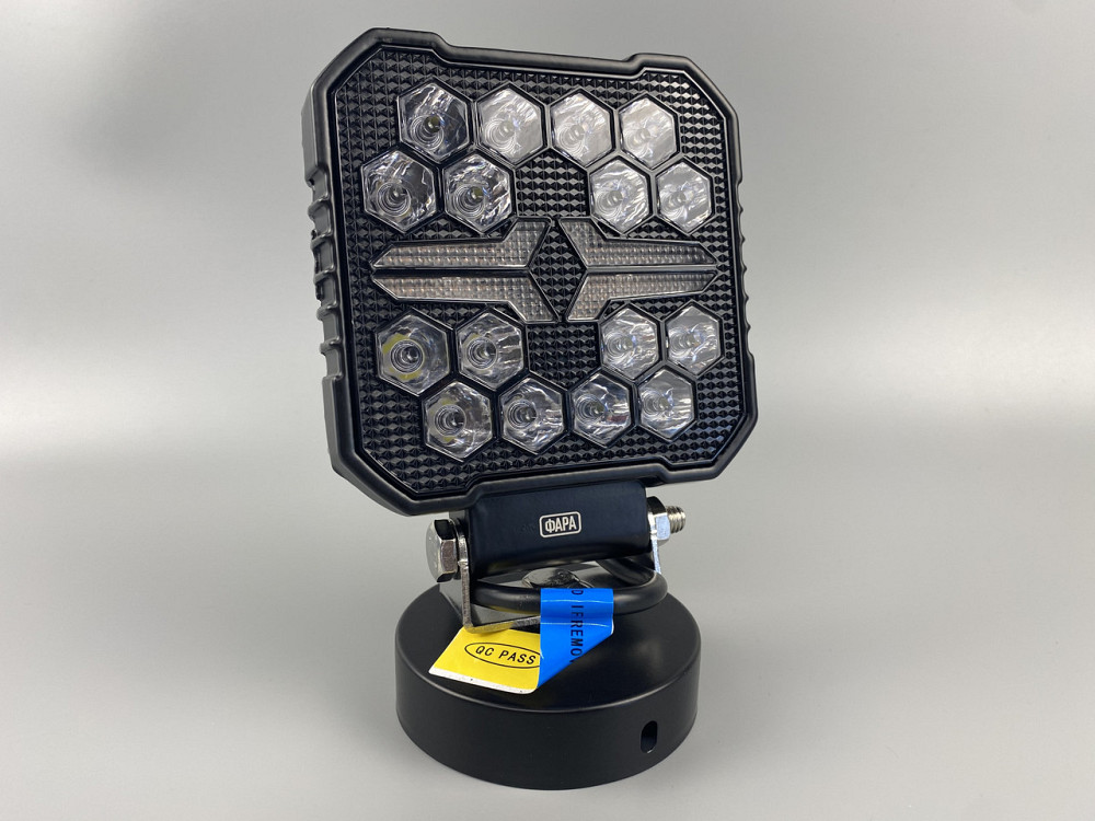 Фара LED квадратна 16 Led chip 12/24V. Широкий промінь + DRL світло + стробоскоп, світло 6500 К, IP67 Мукачево - фото 6