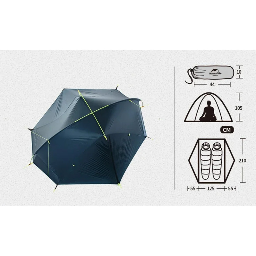 Намет двомісний Naturehike Tagar NH17T180-J, темний блакитний Киев - изображение 2
