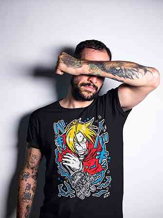 Футболка для мальчика аниме Стальной алхимик оверсайз (рост от 165 до 180 ) Черний AnimeJ0544m Днепр