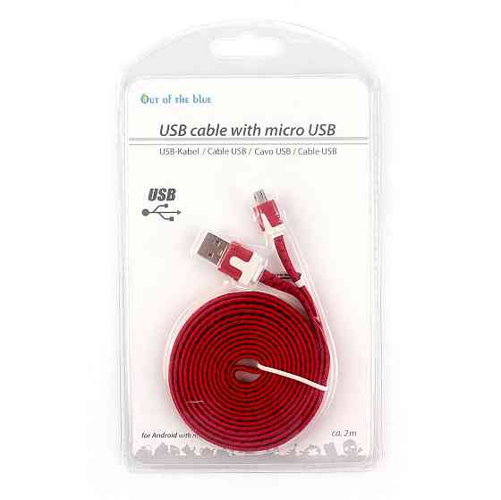 Кабель для Android устройств с micro USB, красный Ровно