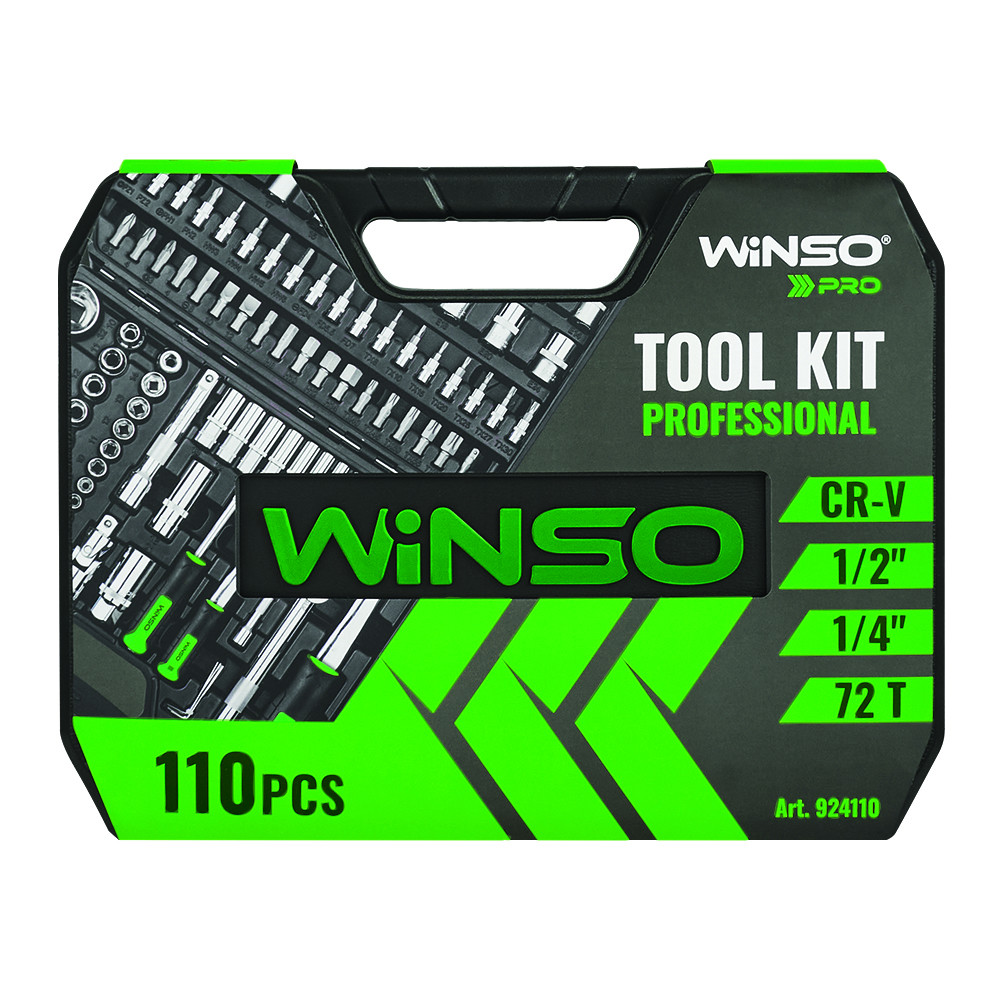 Професійний набір інструментів в кейсі Winso Pro 1/2", 1/4" 72T, CR-V, 110од. Львів - фото 4