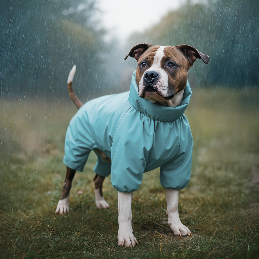 Дождевик для собак WAUDOG Clothes, водонепроницаемый, M35, В 59-62 см, С 37-40 см, голубой Киев - изображение 4