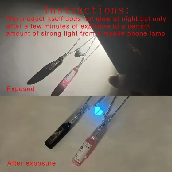 Парні підвіски “Пляшечки вина + серце, що світиться” — набір 2 кулонів Київ