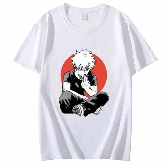 Футболка для хлопчика з аніме принтом Моя геройська академія / Бакуго оверсайз (зріст від 165 до 180) Білий AnimeT1132m Дніпро