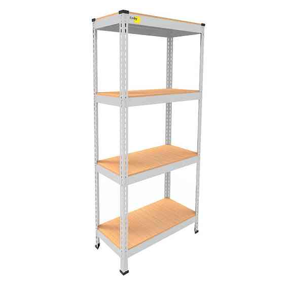 Металлический стеллаж Emby Light Series (размер 1500х600x300мм) 4 полки ДСП до 100кг Белый Винница