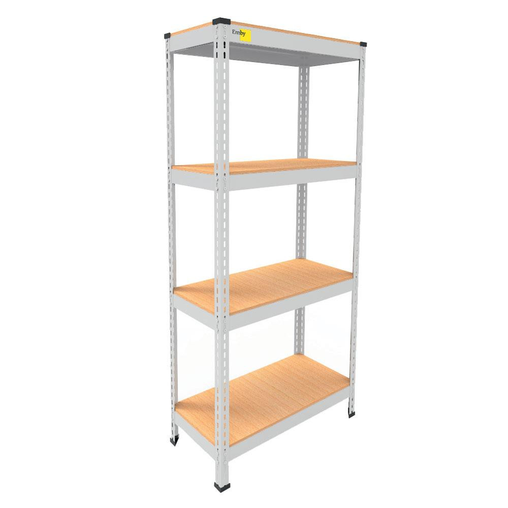 Металлический стеллаж Emby Light Series (размер 1500х600x300мм) 4 полки ДСП до 100кг Белый Винница - изображение 1