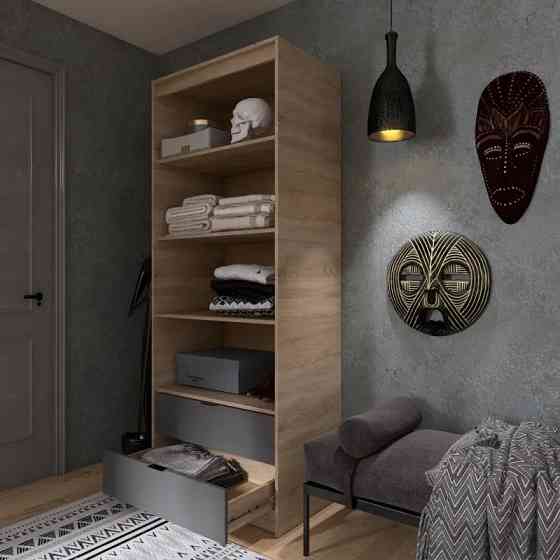 Шкаф для одежды с 2 полками над выдвижными ящиками Эверест Сити-800 80,2х50х204,6 см Дуб сонома/Графит (DTM-071140) Днепр