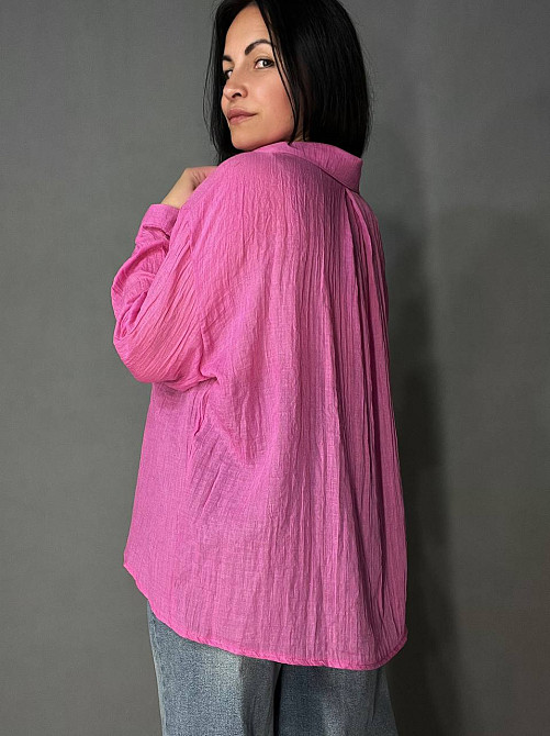 Рубашка женская Xingyue 388 оверсайз хлопок жатка с карманом, розовый, one size Киев - изображение 2