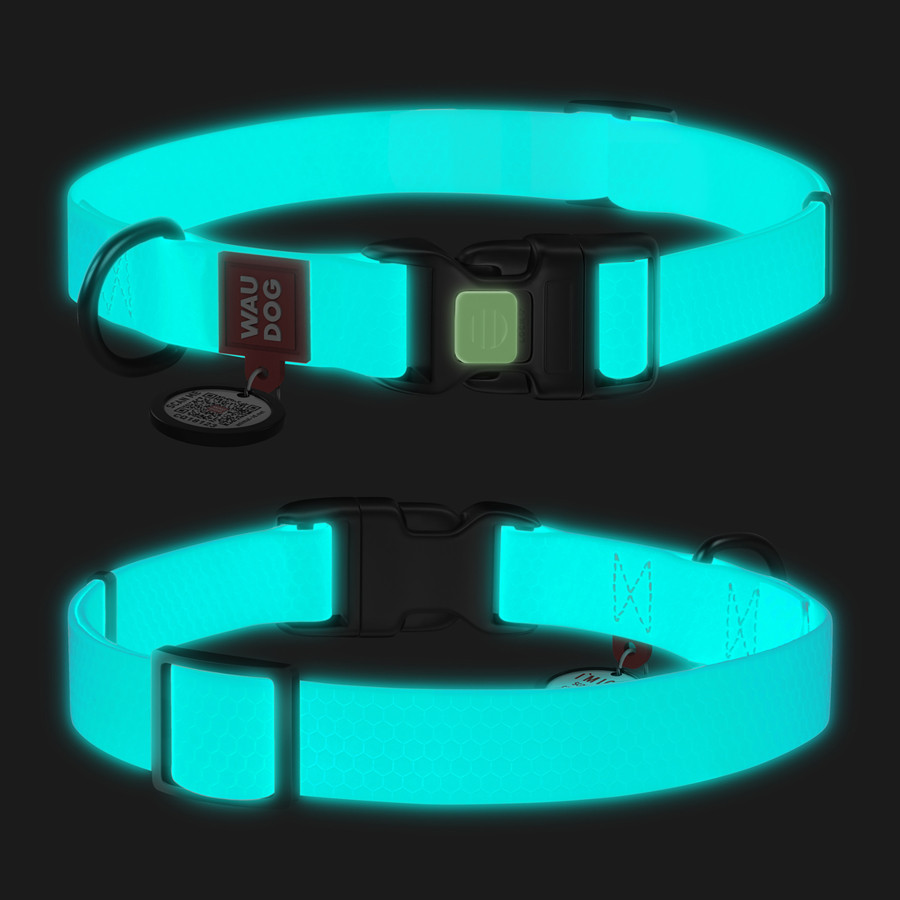 Нашийник для собак водостійкий WAUDOG Waterproof c QR паспортом, світонакоплювальний, пластиков Коломия - фото 1