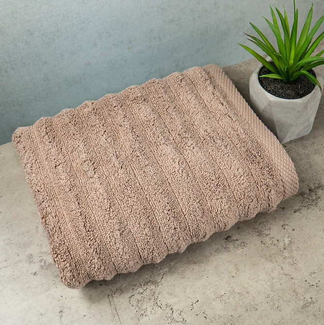 Полотенце махровое для лица и рук GM Textile 40x70см Премиум качества Зеро Твист 550г/м2 (Темно-Бежевый) Сумы - изображение 1