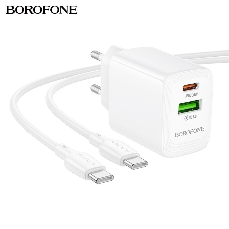 Мережевий зарядний пристрій BOROFONE BN29 Fuente PD30W+QC3.0 charger (EU) White Одеса - фото 4