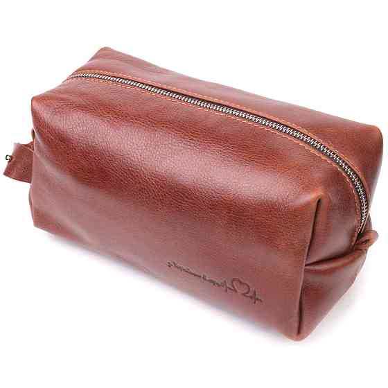 Чоловіча косметичка великого розміру з гладкої шкіри на блискавці Серце (GRANDE PELLE) Київ