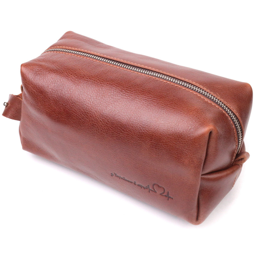 Чоловіча косметичка великого розміру з гладкої шкіри на блискавці Серце (GRANDE PELLE) Київ - фото 5