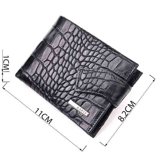 Чудовий чоловічий затиск із натуральної лакованої фактурної шкіри під крокодила KARYA 21043 Чорний Київ