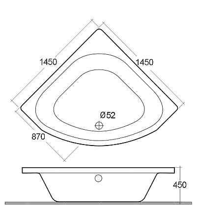 Кутова акрилова ванна RAK Ceramics Washington (1450 x 1450 x 450мм) Білий Київ