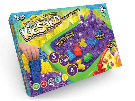 Набір креативної творчості "Кінетичний пісок"KidSand" 1200г+пісочниця укр. (6), KS-02-02U, шт Київ