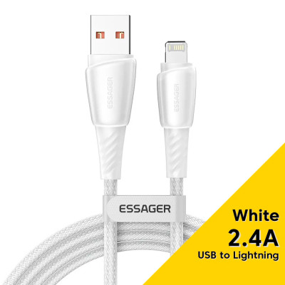 Дата кабель USB 2.0 AM to Lightning 3.0m 3A white Essager (EXCL-CHC02) Вінниця - фото 1
