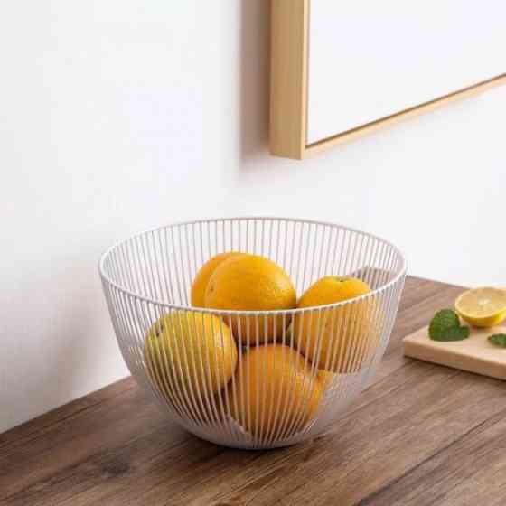 Корзина настольная миска для фруктов металлическая белая Винница