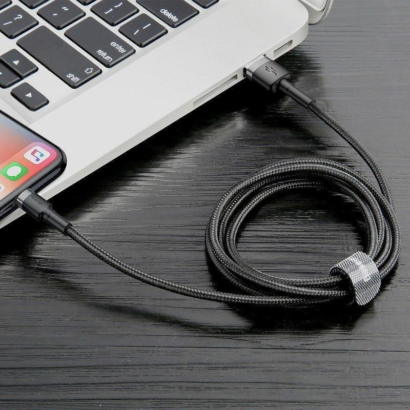 Кабель Baseus Cafule Cable USB For Lightning 2.4A 1m Gray+Black Київ - фото 14