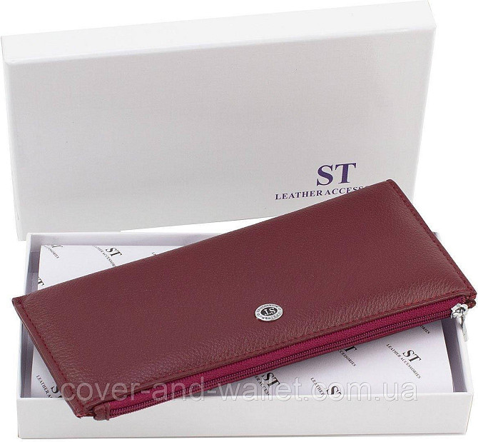 Бордовый тонкий женский кошелек на молнии ST 025 date red Киев - изображение 9