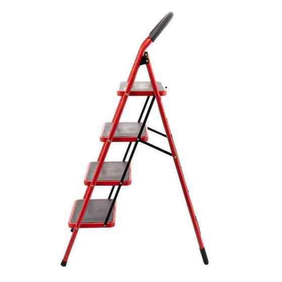 Драбина сталева, 4 сходинки, 380×260 мм, висота: 1374 мм, висота до платформи: 972 мм INTERTOOL LT-0038 Київ