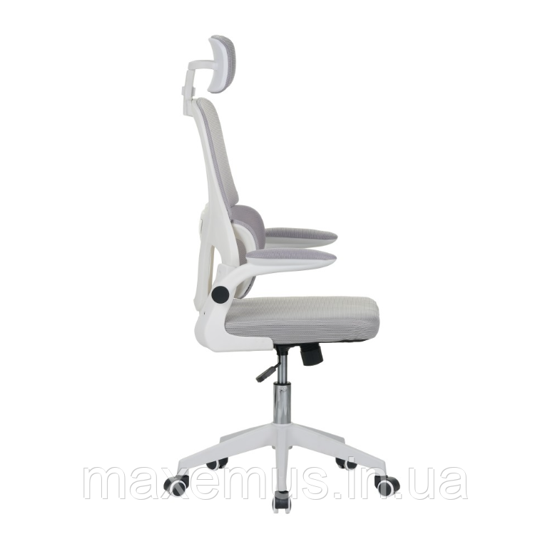 Офисное компьютерное кресло с подголовником и сеткой Bonro B-122 бело-серое (механизм Tilt до 120 кг) Мостиска - изображение 3