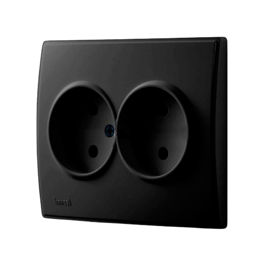 LESYA антрацит Розетка внутрішня 2-а без заземлення Лезард Житомир