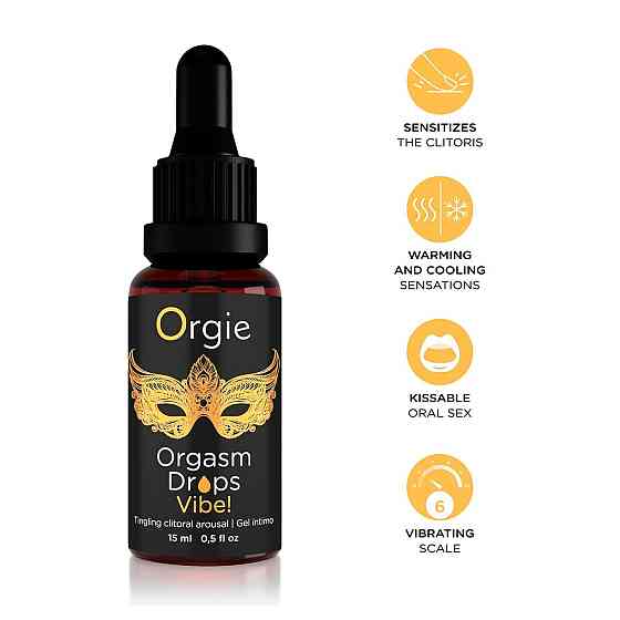 Збуджувальні краплі для клітора Orgie Orgasm Drops Vibe!, 15 мл, тепло-холод, ефект вібрації Sex Aura Київ