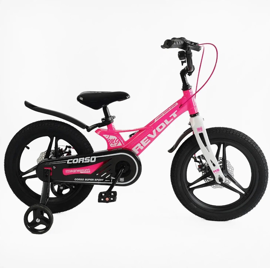 Велосипед 2-х колесный CORSO REVOLT 16 дюймов дисковые тормоза дополнительные колеса Розовый (MG-16107) Чернігів - фото 2