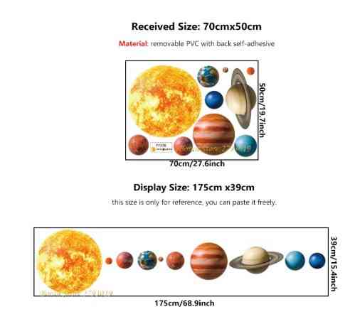 Наклейка космос Планеты на стену 50 на 70 см разноцветный Киев