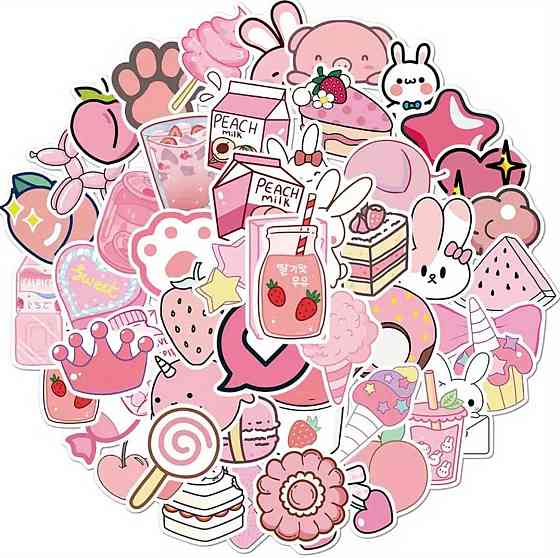 Набор кавайных стикеров розовые милые наклейки, 50 шт Киев