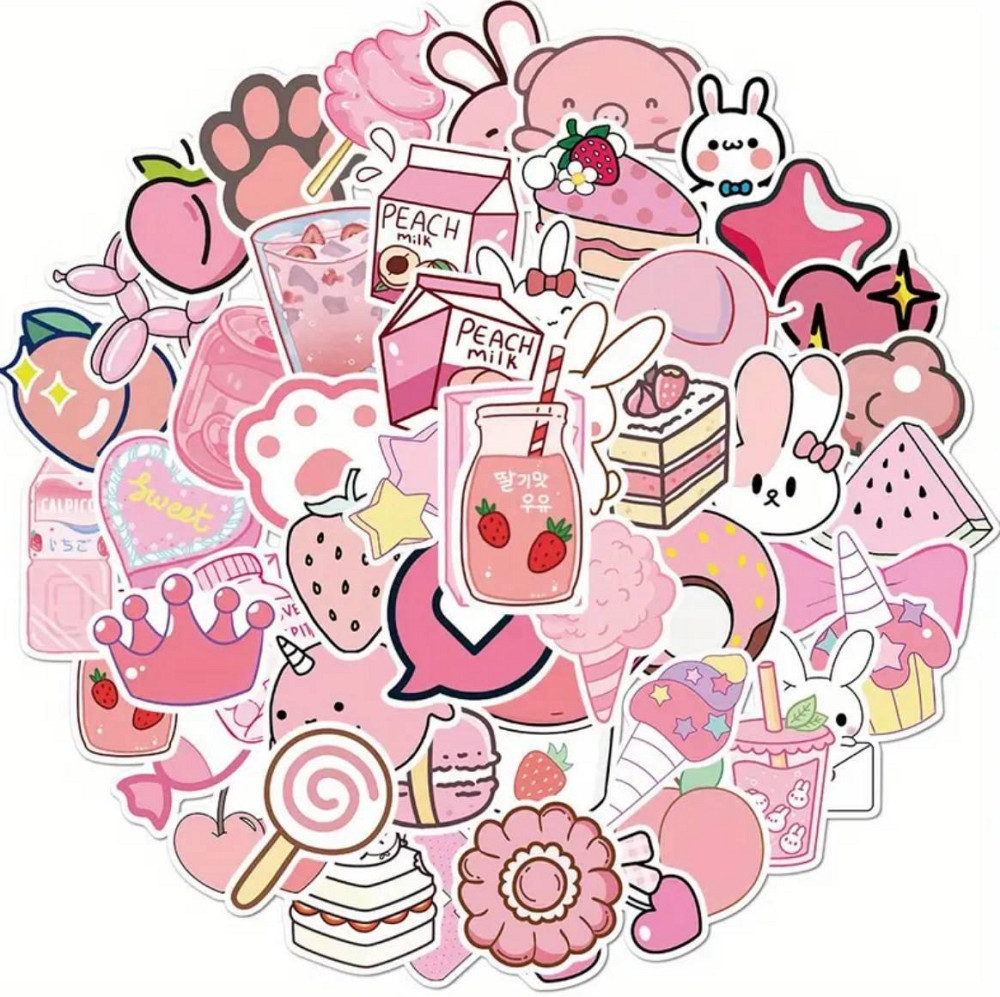 Набор кавайных стикеров розовые милые наклейки, 50 шт Киев - изображение 1