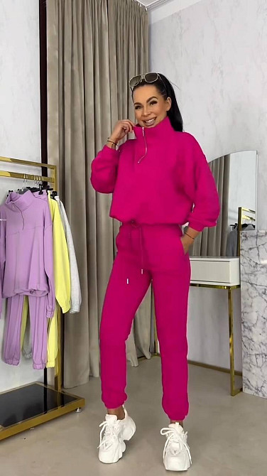 Жіночий плюшевий прогулянковий костюм з велюру Малиновий, 46/48 Одеса - фото 1