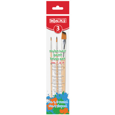 Пензлик для малювання Maxi набір ворс нейлон (№ 1, 5 круглі, 9 скошена) (MX60829) Вінниця - фото 1