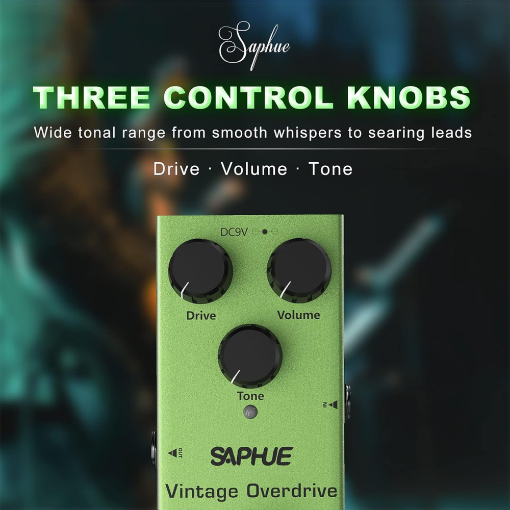 Педаль ефектів Saphue SF-01 Vintage Overdrive для електрогітари, гітарна педаль Overdrive True Bypass, 9 В Київ - фото 2