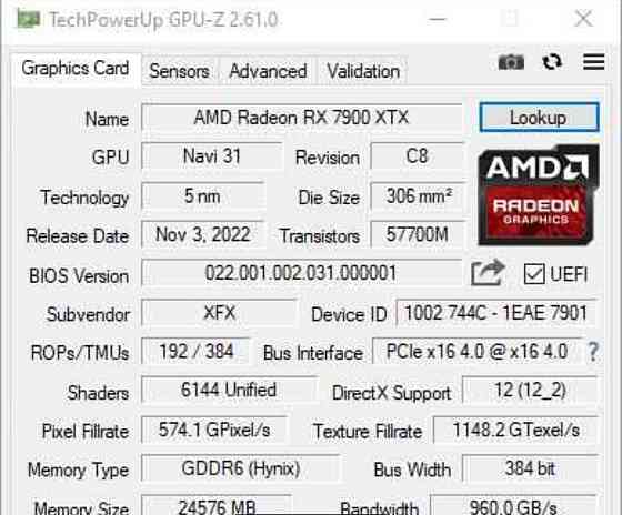 Відеокарта XFX SPEEDSTER MERC 310 AMD RadeonTM RX 7900 XTX. Київ
