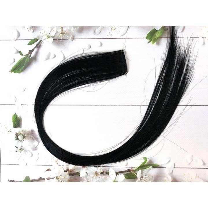 Накладная прядь волос цветная на заколках 60 см Черный Винница - изображение 4